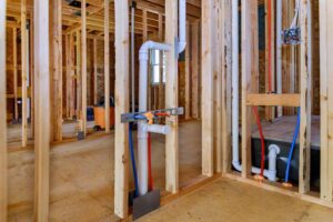 house interior with protective plumbing covering